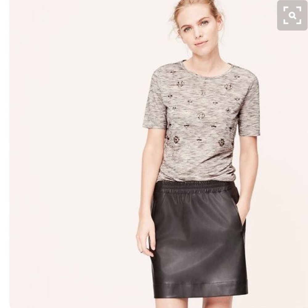 LOFT Jeweled Embellished Heathered Tee M {J04}
